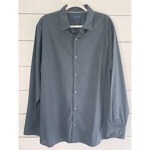 Fairlane Mens Shirt Green/Blue Stripe Long Sleeve Button Up Non Iron Size XL